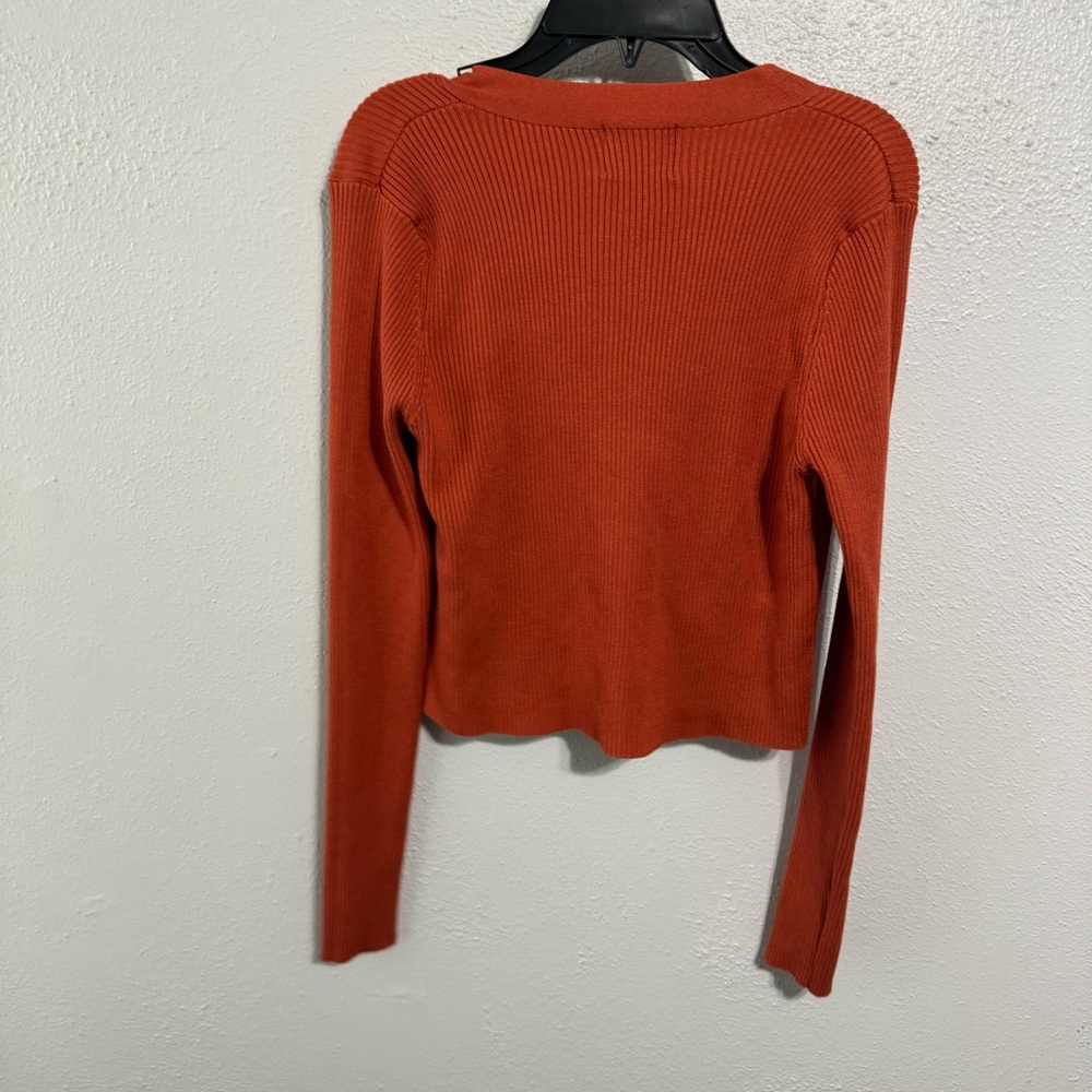 Princess Polly orange ribbed cropped cardigan small - Picture 4 of 6